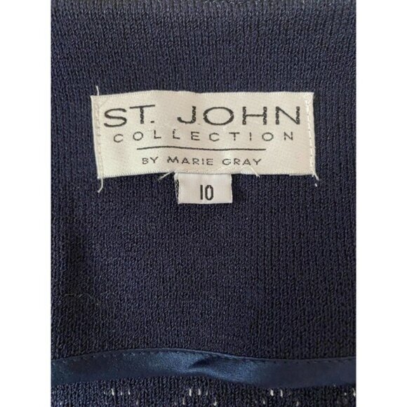 St John Knit Jacket Cardigan Blazer Sweater Long Sleeve One Button Navy … - Picture 6 of 6